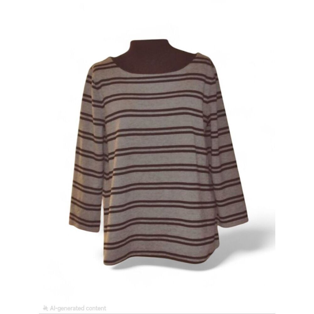 2/$10 LOFT Gray and Black Striped Top Sz Medium MUST BUNDLE FOR THIS PRICE